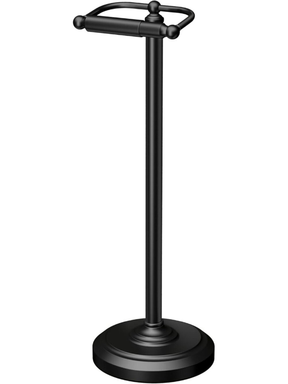 1436MX Toilet Paper Holder Stand, Weighted Base, Matte Black, Freestanding Bathr